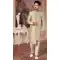 Jacquard Semi-Silk Brocade Cream Color Zari Work Wedding Wear Men's Semi Indo Western -5120160011