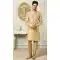Jacquard Semi-Silk Brocade Yellow Color Resham Work Wedding Wear Men's Semi Indo Western -5120160015