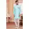 Sky Blue Color Jacquard Semi-Silk Brocade Resham Work Wedding Wear Men's Semi Indo Western -5120160019