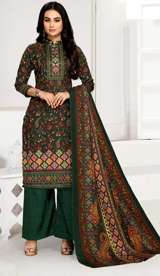 Party Wear Green Color Pashmina Silk Printed Work Palazzo Salwar Kameez -5133160079