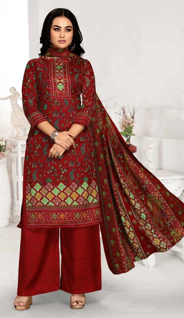 Party Wear Maroon Color Pashmina Silk Printed Work Palazzo Salwar Kameez -5133160080
