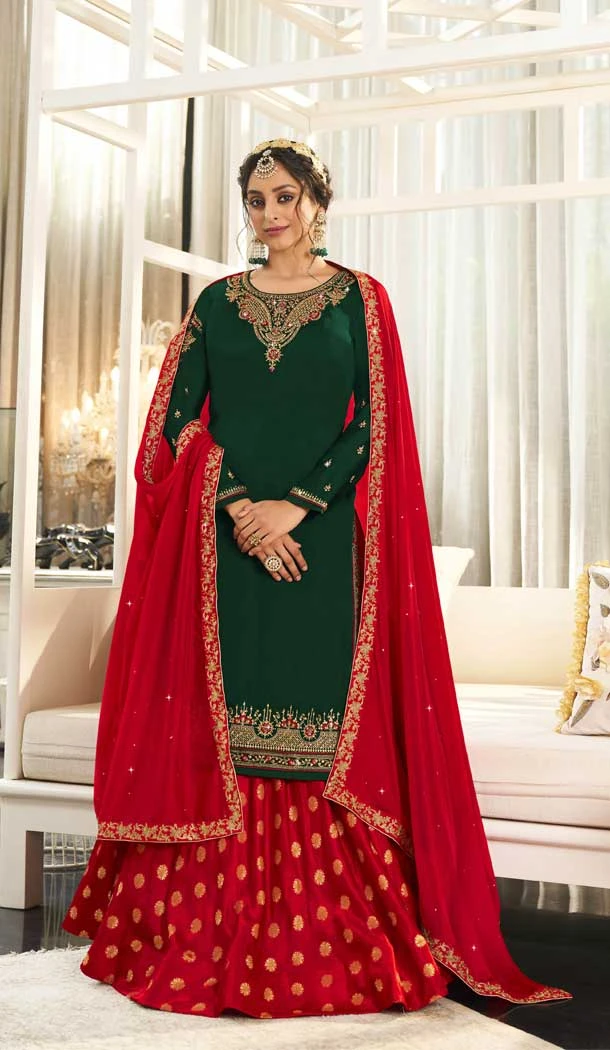 Green Color Georgette Embroidery Work Party Wear Salwar Kameez -5136160092