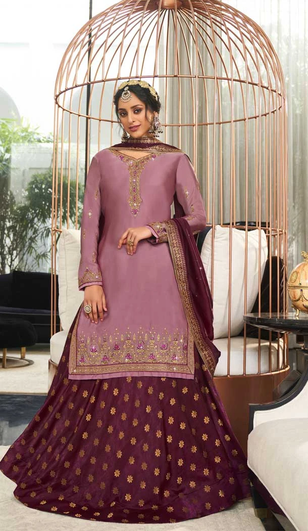 Onion Pink Color Georgette Embroidery Work Party Wear Salwar Kameez -5136160093