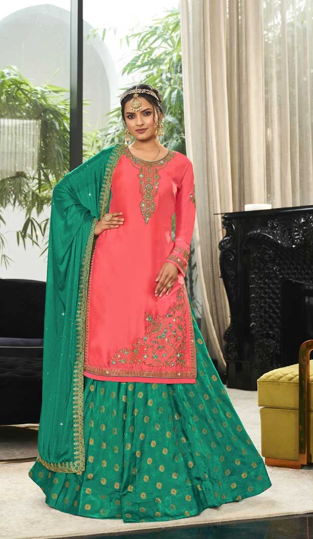 Georgette Pink Color Embroidery Work Party Wear Salwar Kameez -5136160096