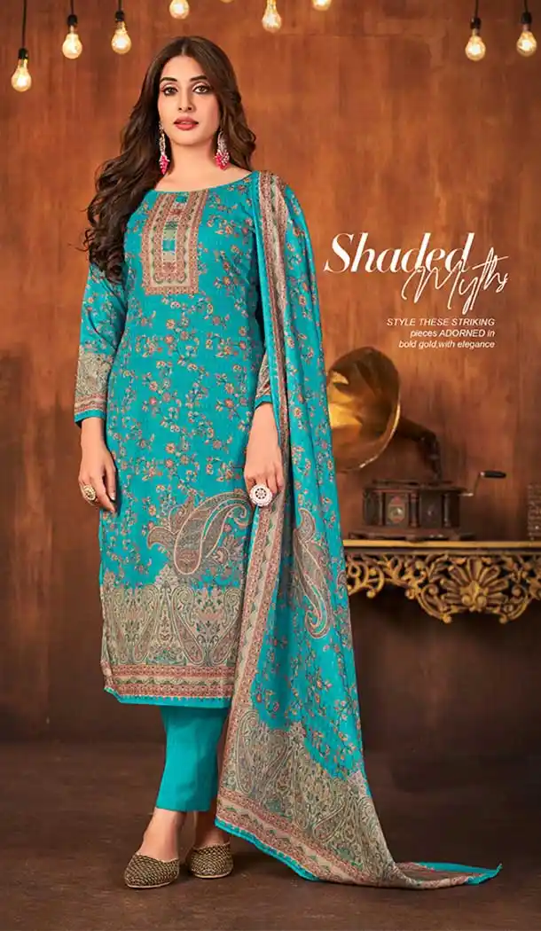 Blue Color Pashmina Silk Embroidery Work Function Wear Salwar Kameez -5143160139