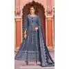 Navy Blue Color Rayon Foil Print And Gota Work Festival Wear Gown With Dupatta -5163160233