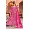 Pink Color Rayon Foil Print And Gota Work Festival Wear Gown With Dupatta -5163160234