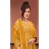 Mustard Color Rayon Foil Print And Gota Work Festival Wear Gown With Dupatta -5163160237