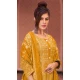 Mustard Color Rayon Foil Print And Gota Work Festival Wear Gown With Dupatta -5163160237
