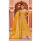 Mustard Color Rayon Foil Print And Gota Work Festival Wear Gown With Dupatta -5163160237