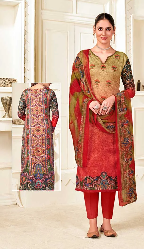 Multi Color Jam Cotton Embroidery Work Casual Wear Salwar Suit -5138160104