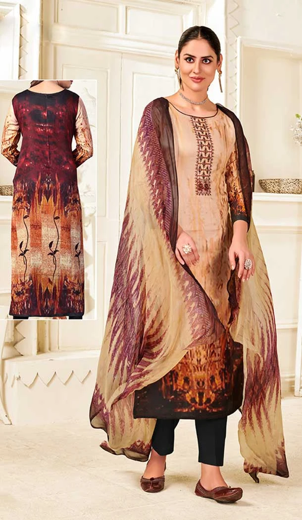 Peach Color Jam Cotton Embroidery Work Casual Wear Salwar Suit -5138160105