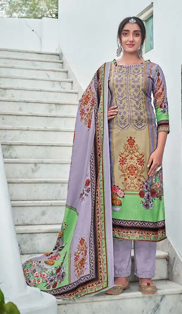 Lavender Color Pashmina Printed Work Pakistani Style Salwar Kameez -5140160119