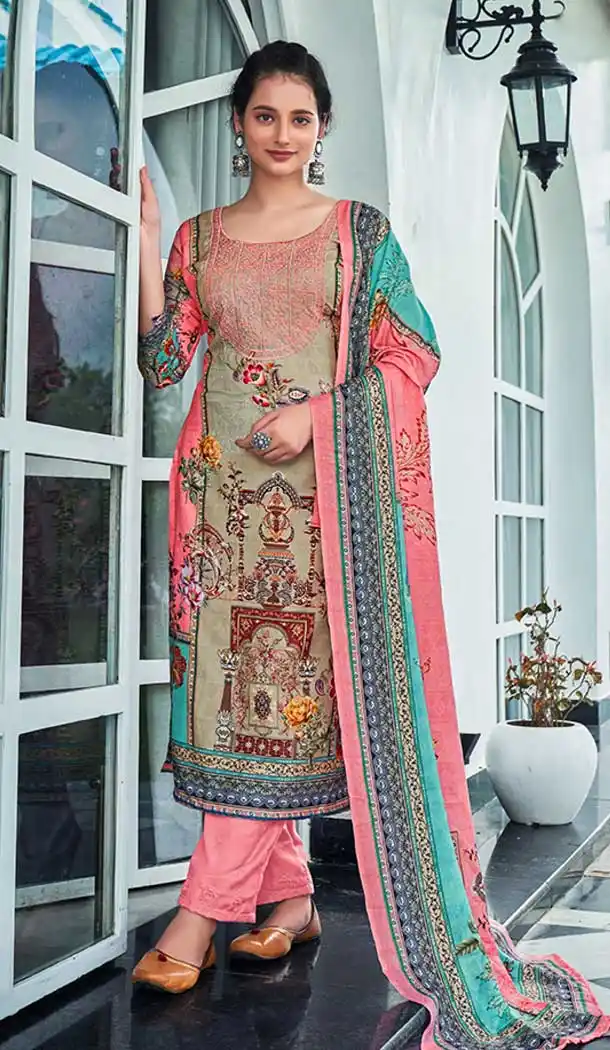 Pashmina Pink Color Printed Work Pakistani Style Salwar Kameez -5140160121