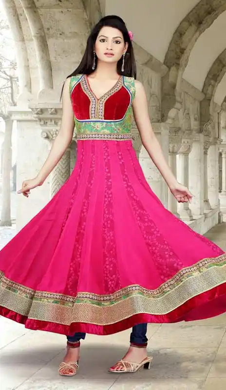 Ethnic Pink & Red Salwar Kameez
