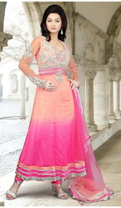 Contemporary Peach Puff & Pink Salwar Kameez