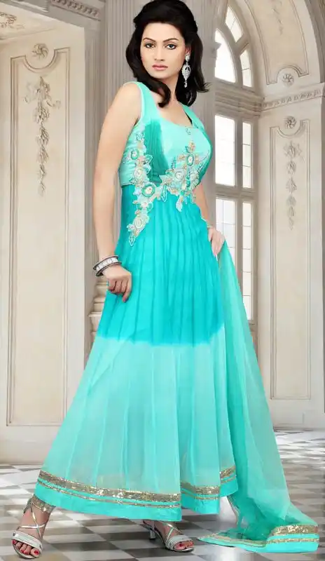 Ravishing Deep Cyan Blue & Pale Cyan Blue Salwar Kameez