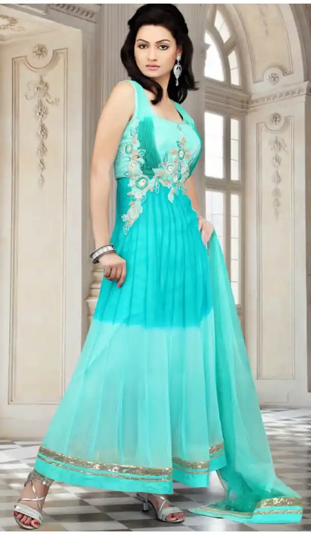 Ravishing Deep Cyan Blue & Pale Cyan Blue Salwar Kameez