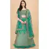 Green Color Satin Silk Embroidery Work Party Wear Lehenga Choli -5195160476
