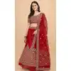 Red Color Satin Silk Embroidery Work Party Wear Lehenga Choli -5195160478