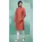 Dark Peach Color Art Silk Mirror Work Festival Wear Designer Men's Kurta Pajama -5192160440