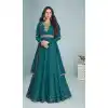 Teal Blue Color Fox Georgette Sequins Work Anarkali Style Salwar Kameez -5228160638