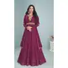 Purple Color Fox Georgette Sequins Work Anarkali Style Salwar Kameez -5228160639