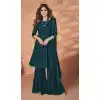 Teal Green Color Georgette Embroidery Party Wear Sharara Salwar Kameez -5247160748