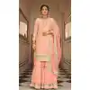 Peach Color Georgette Embroidery Designer Eid Party Wear Palazzo Suit -5255160768