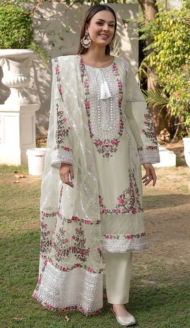 Scintillating Green Color Georgette Embroidery Pakistani Style Eid Party Wear Suit -5256160771