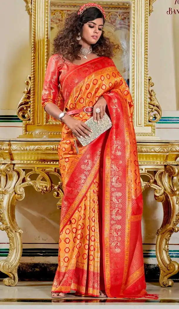 Banarasi Silk Jacquard Work Mustard Color Tradtional Party Wear Saree Blouse -5275160921