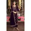 Wine Color Velvet Embroidery Work Party Wear Women Salwar Kameez -5276160929