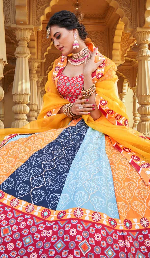 Multi Color Vaishali Silk Real Mirror Work Designer Plus Size Lehenga Choli -5338161465