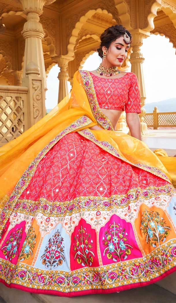 Pink Color Vaishali Silk Real Mirror Work Designer Plus Size Lehenga Choli -5338161466