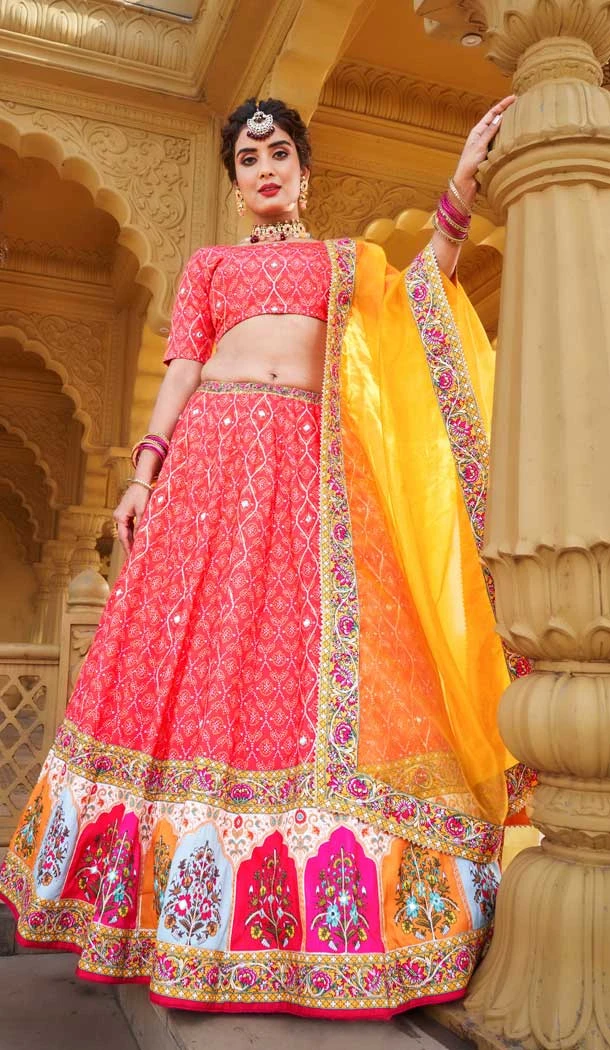 Pink Color Vaishali Silk Real Mirror Work Designer Plus Size Lehenga Choli -5338161466