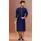 Navy Blue Color Banarasi Dhupion Resham And Zari Work Festival Wear Men's Kurta Pajama -5401161856