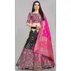 Black Color Banarasi Silk Jacquard Work Traditional Wear Lehenga Choli -5407161902