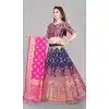 Banarasi Silk Navy Blue Color Jacquard Work Traditional Wear Lehenga Choli -5407161908
