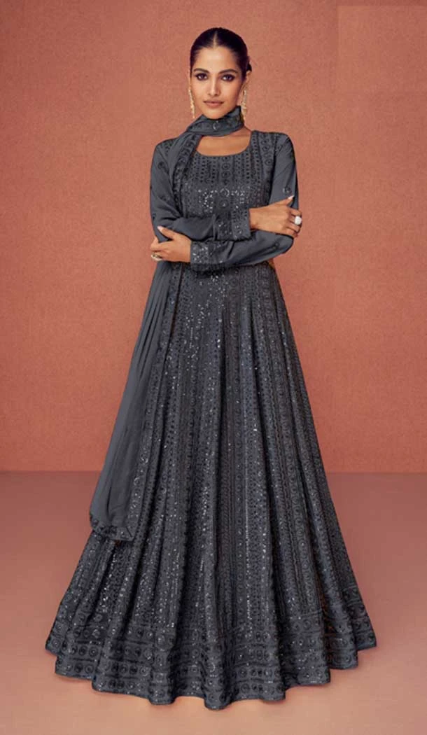 Black Color Georgette Sequins And Zari Work Party Wear Designer Salwar Suit -5391161791