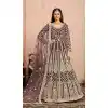 Beige Color Net Embroidered Work Gown Style Anarkali Salwar Kameez -5393161809