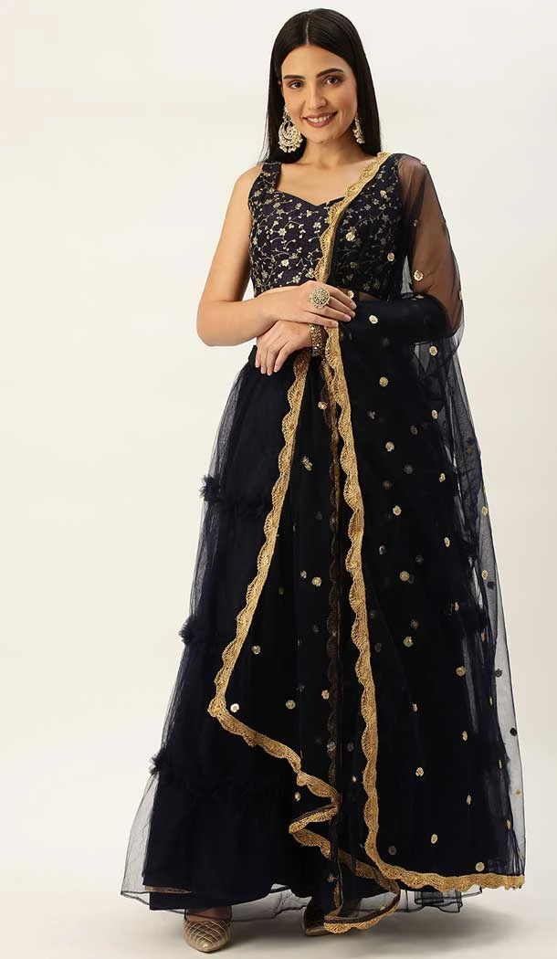 Black Color Net Embroidery Work Party Wear Designer Lehenga Choli -5433162075