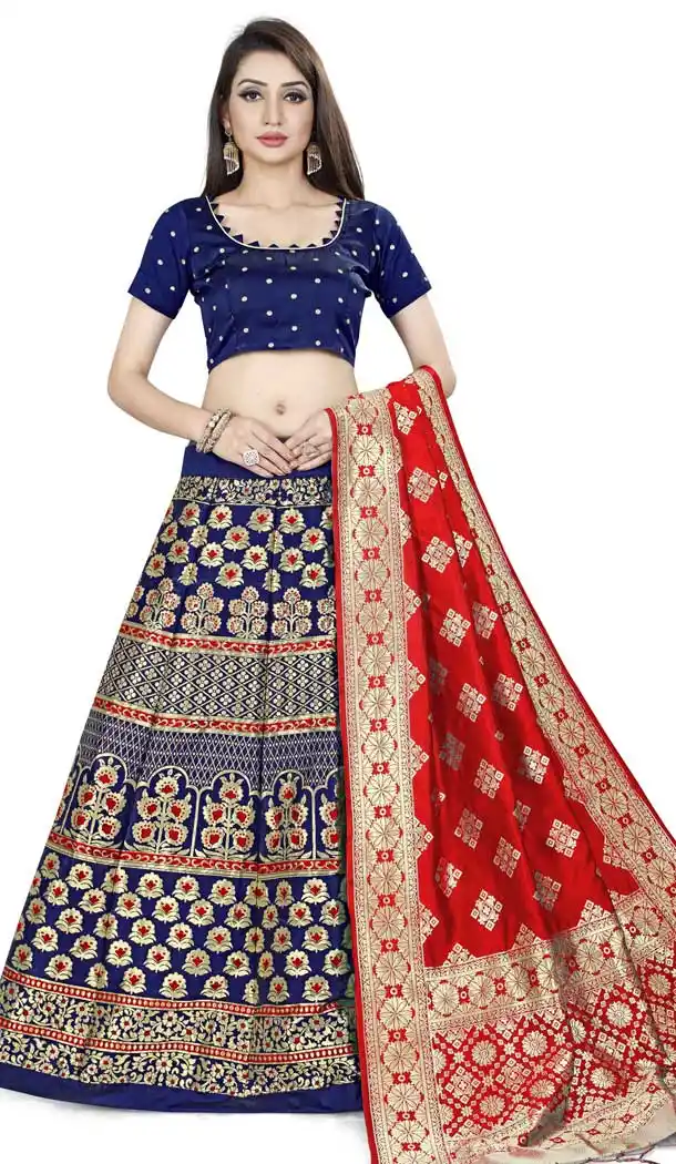Jacquard Work Multi Color Banarasi Silk Festival Wear Party Lehenga Choli -5472162300