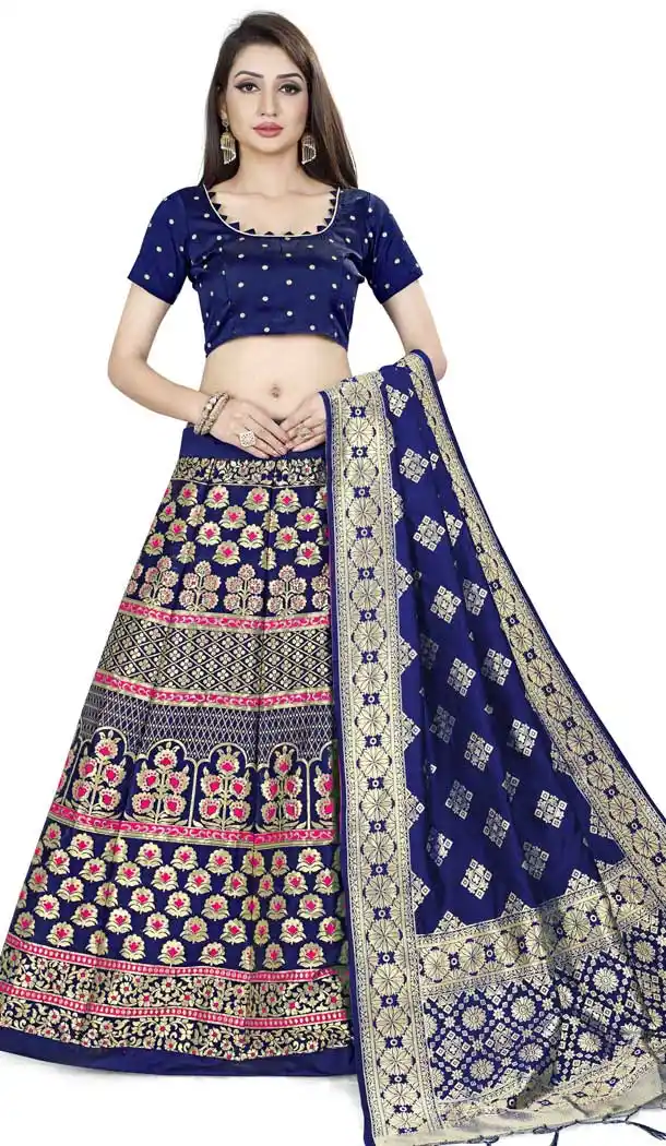 Multi Color Jacquard Work Banarasi Silk Festival Wear Party Lehenga Choli -5472162302