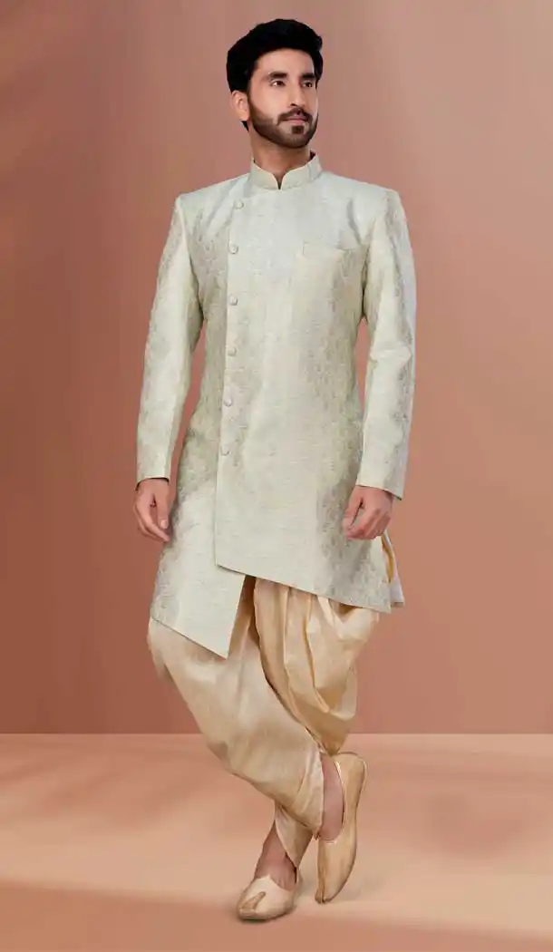 Multi Color Jacquard Woven Zari Work Function Wear Men's Indo Western -5473162312