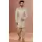 Light Cream Color Heavy Polystar Self Work Function Wear Men's Indo Western -5473162319