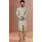 Green Color Linen Woven Zari Work Function Wear Men's Indo Western -5473162335