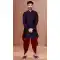 Woven Work Navy Blue And Red Color Heavy Jacquard Function Wear Men's Indo Western -5473162338