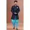 Navy And Sky Blue Color Woven Thread Work Heavy Jacquard Men's Indo Western -5473162341