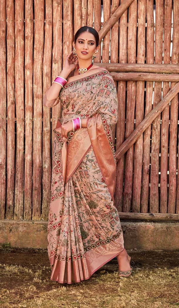 Pink Color Silk Digital Print Work Casual Party Wear Saree -54775162353