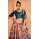 Teal Blue Color Velvet Embroidery Designer Sangeet Wear Lehenga Choli -5511162564
